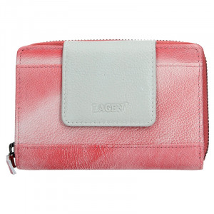 Női bőr pénztárca Lagen Agata - rózsaszín-ezüst