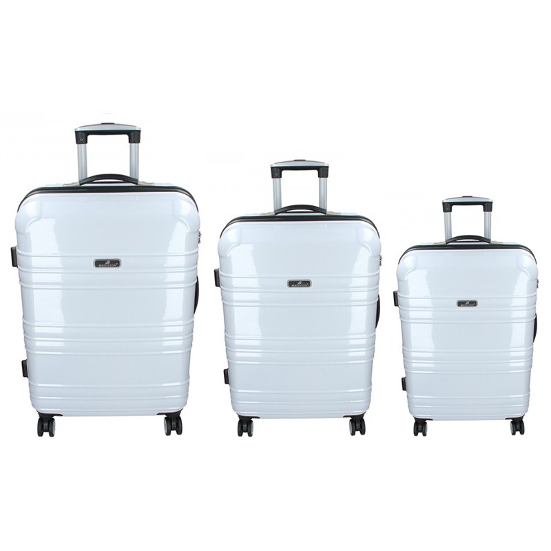 3 darabos Madisson Monaco bőrönd készlet S,M,L - fehér