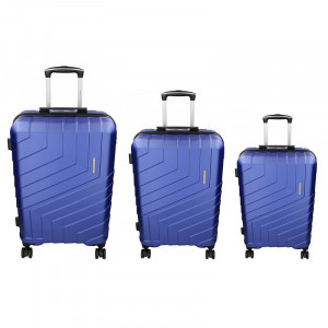 Marina Galanti Reno S, M, L bőröndökből álló 3 darabos készlet - kék színben