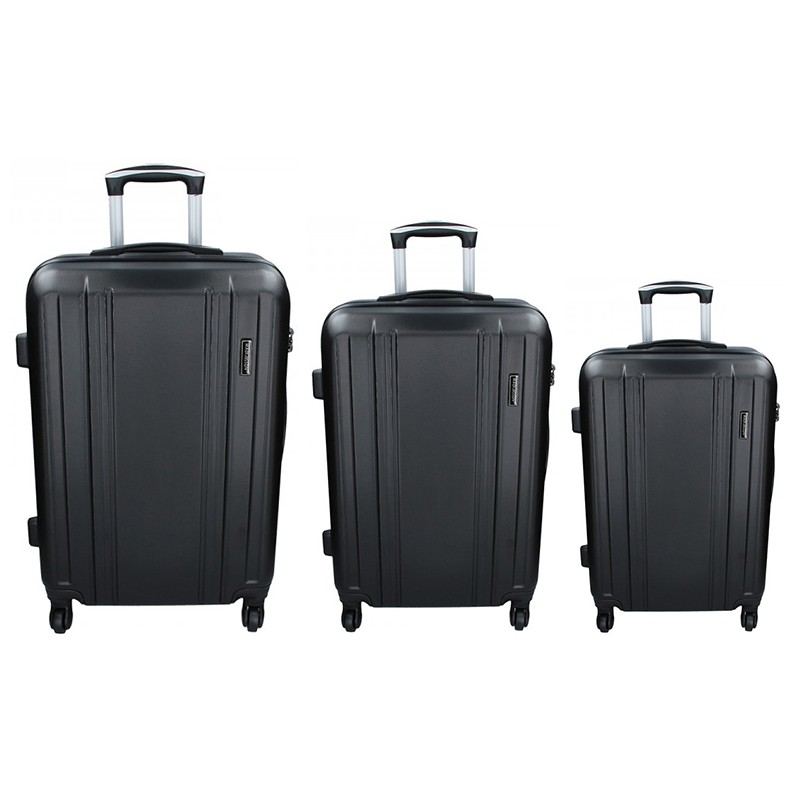 3 darabos Madisson Reina bőrönd készlet S,M,L - fekete