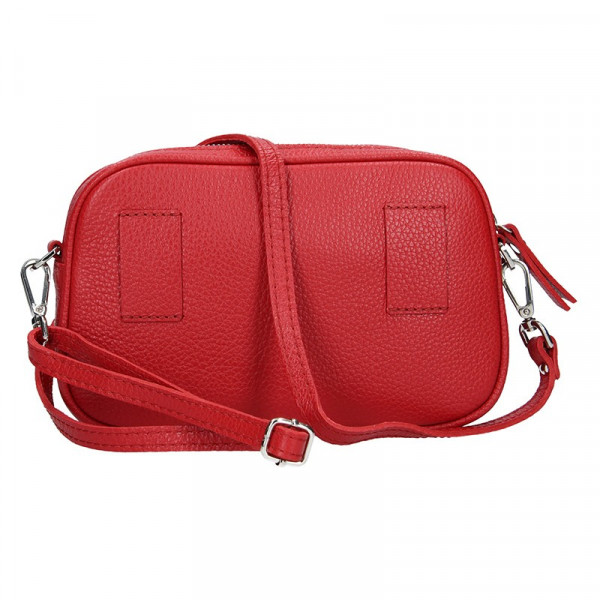 Divatos női bőr vese crossbody táska Facebag - piros