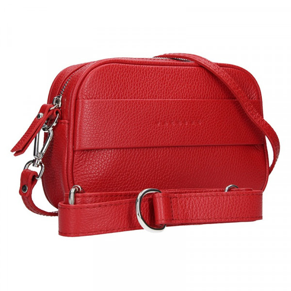 Divatos női bőr vese crossbody táska Facebag - piros