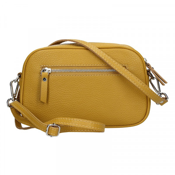 Divatos női bőr vese crossbody táska Facebag - Mustár - Mustard