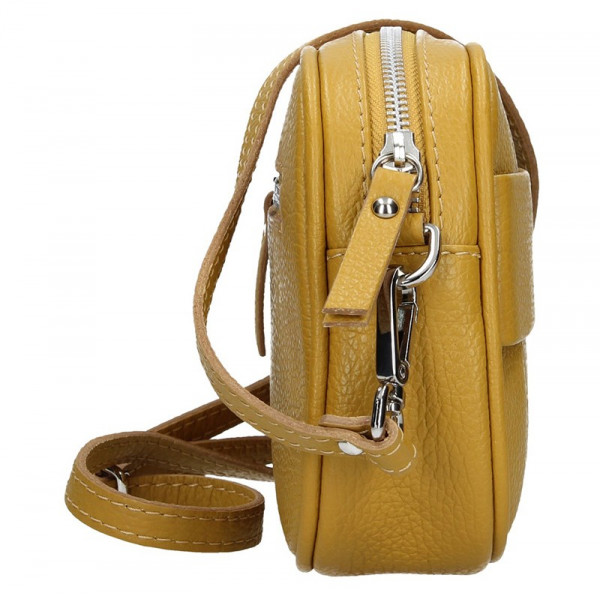 Divatos női bőr vese crossbody táska Facebag - Mustár - Mustard