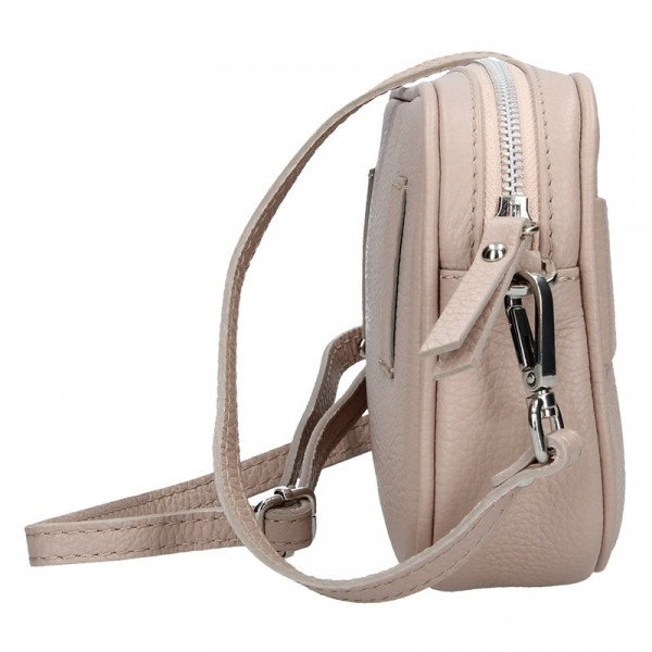 Divatos női bőr vese crossbody táska Facebag - rózsaszín