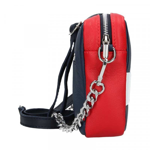 Női bőr crossbody táska Facebag Ninas - kék-piros-fehér