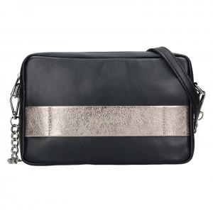 Trendy dámská kožená crossbody kabelka Facebag Ninas - černo-zlatá