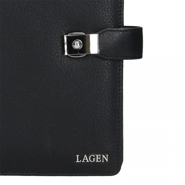 Luxus teljes bőr férfi táska Lagen Note - fekete