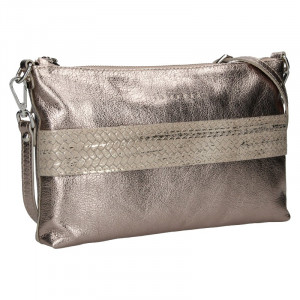 Trendy dámská kožená crossbody kabelka Facebag Elesn - stříbrná