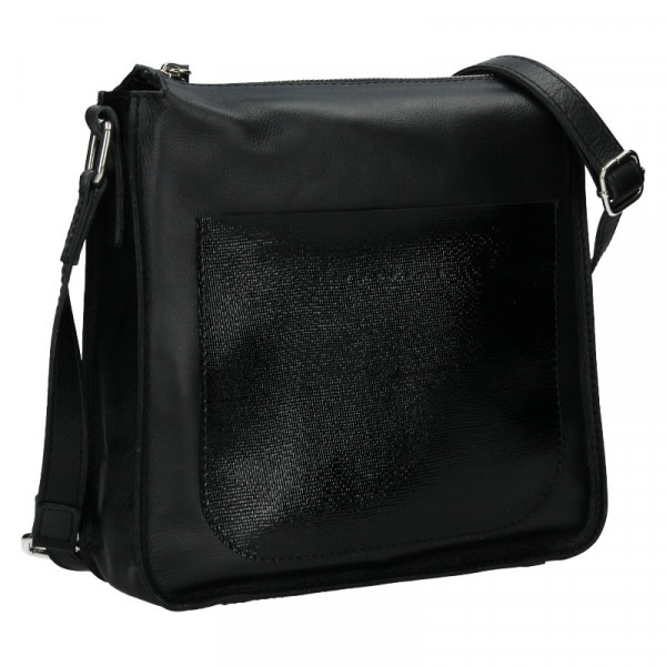 Divatos női bőr crossbody táska Facebag Miriana - fekete