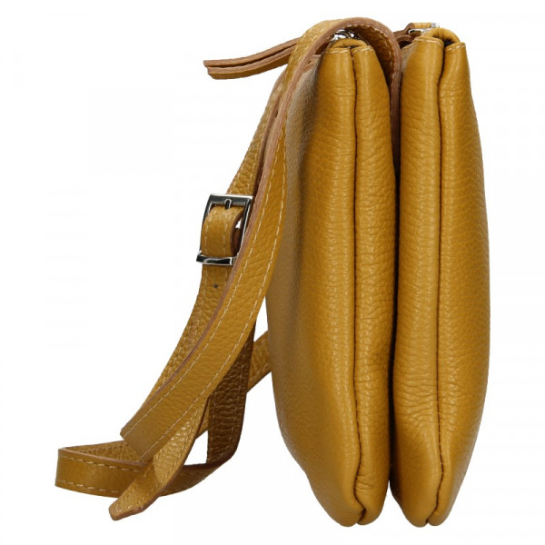 Divatos női bőr crossbody táska Facebag Beatrice - mustár színben