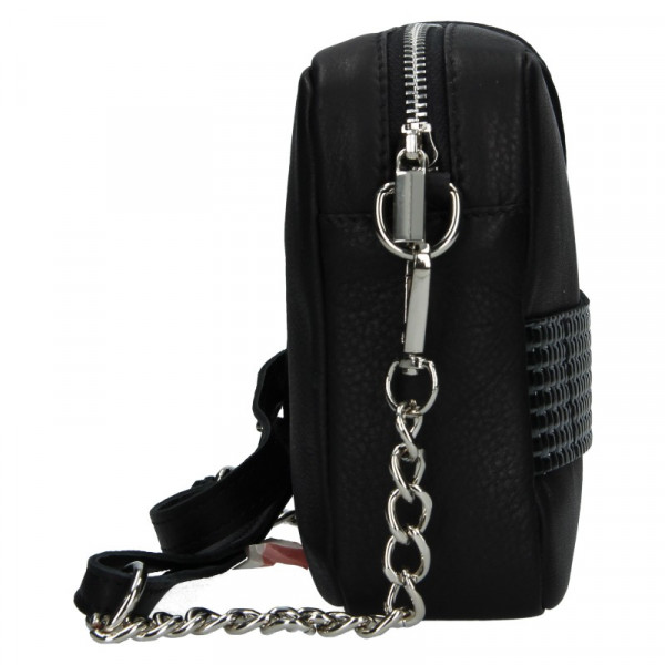 Divatos női bőr crossbody táska Facebag Ninas - fekete-ezüst