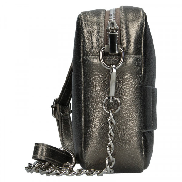Divatos női bőr crossbody táska Facebag Ninas - szürke-ezüst