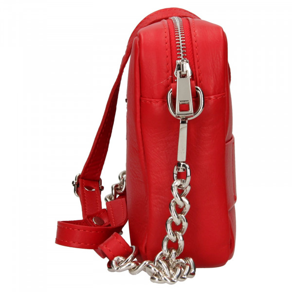 Divatos női bőr crossbody táska Facebag Ninas - világos piros