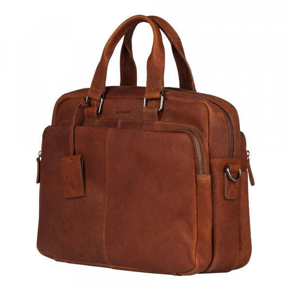 Férfi bőr laptop táska Burkely Workbag - konyak színű