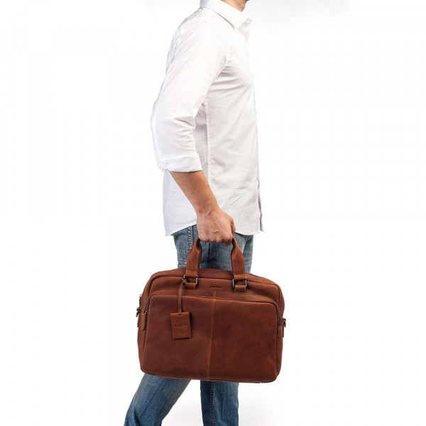Férfi bőr laptop táska Burkely Workbag - konyak színű