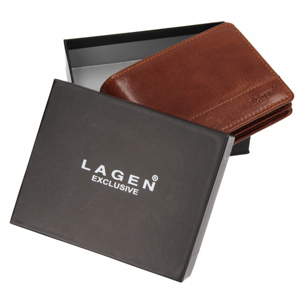 Férfi bőr pénztárca Lagen Lorenc - konyak színű