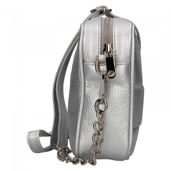 Divatos női bőr crossbody táska Facebag Ninals - ezüst 