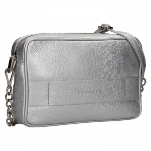 Trendy dámská kožená crossbody kabelka Facebag Ninals - stříbrná