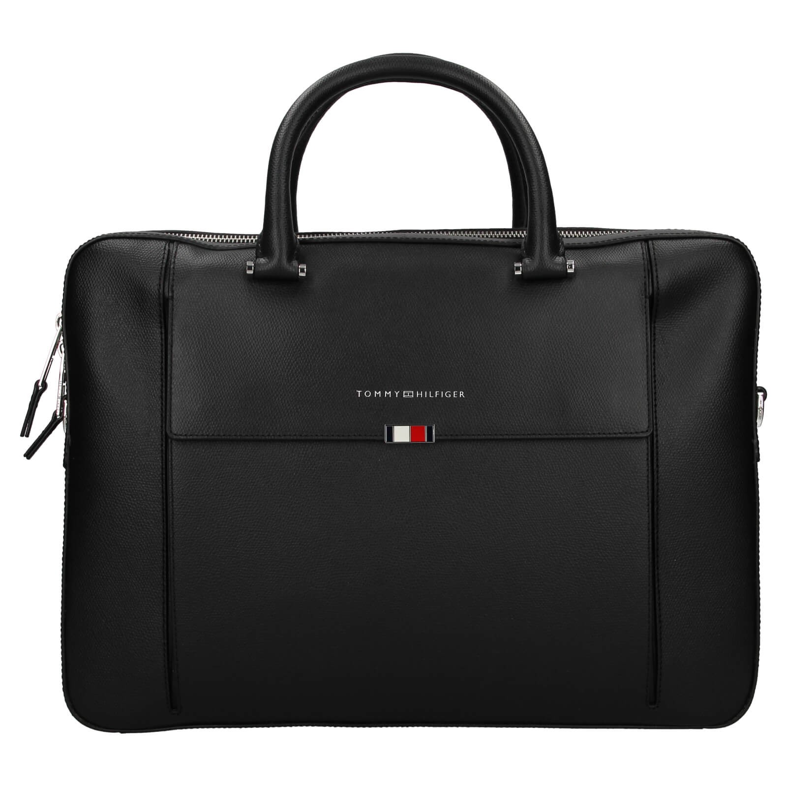 Férfi bőr üzleti laptop táska Tommy Hilfiger Art - fekete