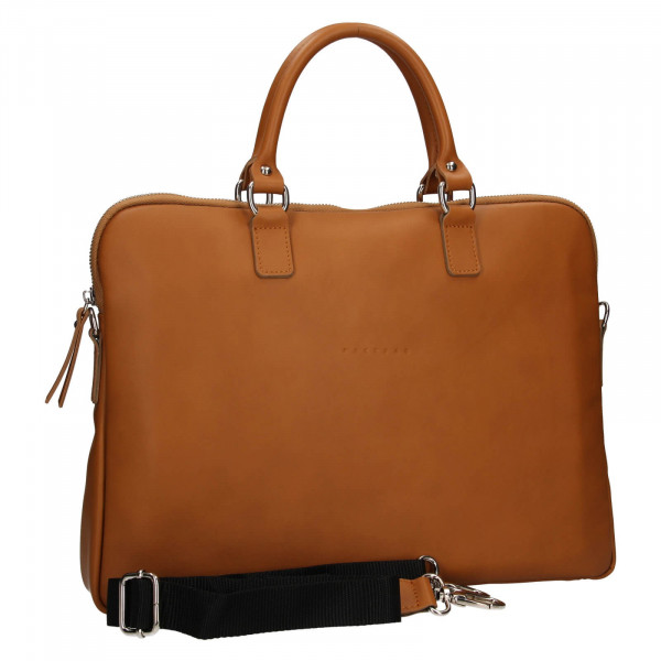 Unisex bőr laptop táska Facebag Milano - konyak színű