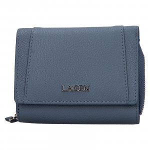 Női bőr pénztárca Lagen Viola - kék